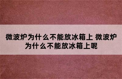 微波炉为什么不能放冰箱上 微波炉为什么不能放冰箱上呢